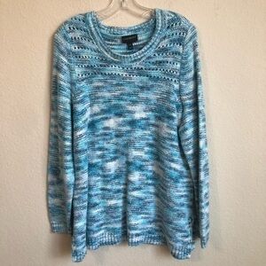 Lane Bryant Sweater Blue Spacedyed Long Sleeve Crewneck Pullover Trendy Cozy